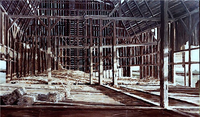 Eric Green, Barn, acrylic on panel, 32" x 50", 1972